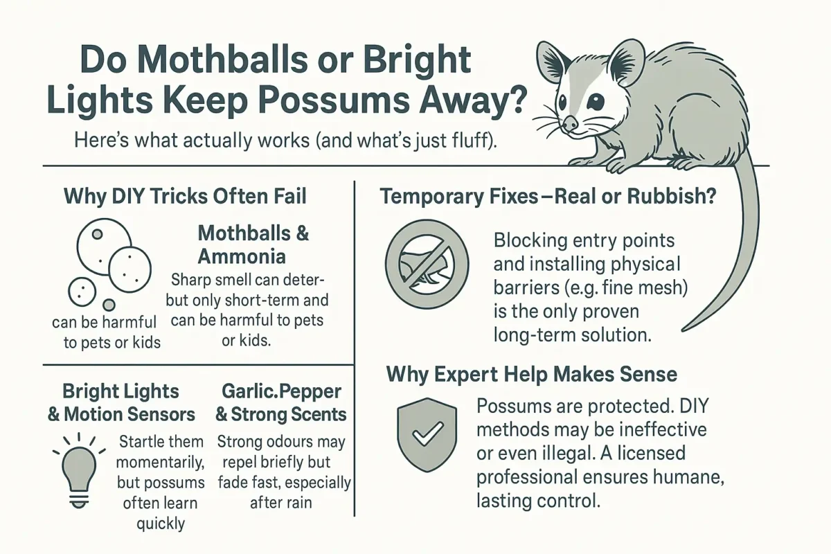 Do Those DIY Possum Deterrents Like Mothballs or Bright Lights Actually Work