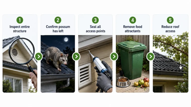 Checklist for stopping possums from returning to a roof or property